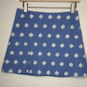 Daisy Print‎ Blue Mini Skirt Size Small